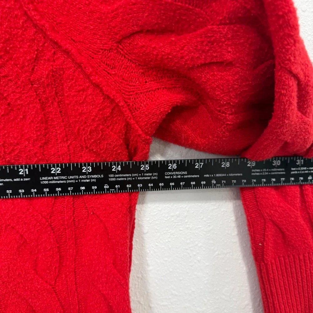 Aerie Womens‎ Red Cable Knit Crewneck Sweater Long Sleeve Pullover Size M
